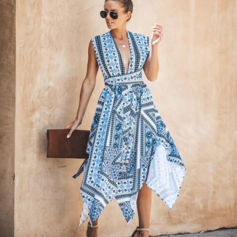 VICI Caribbean printed asymmetric dress
